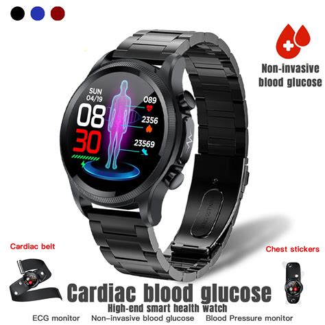 Blood Glucose Smart Watch Men Body Temperature Blood Pressure Ecg