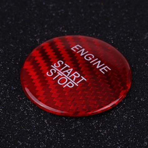 Red Carbon Fiber Engine Start Button Cover Trim For A B C Glc Gla Cla