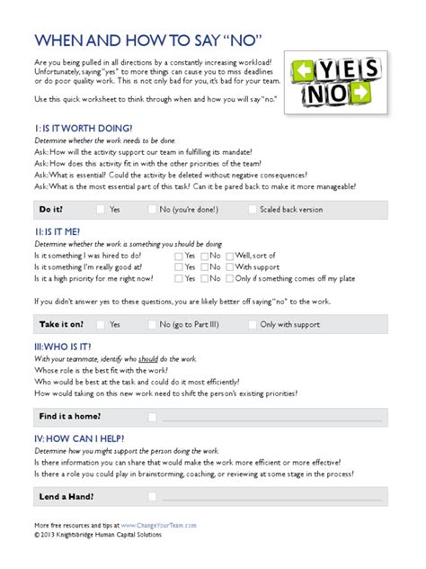 Saying No Worksheet Pdf