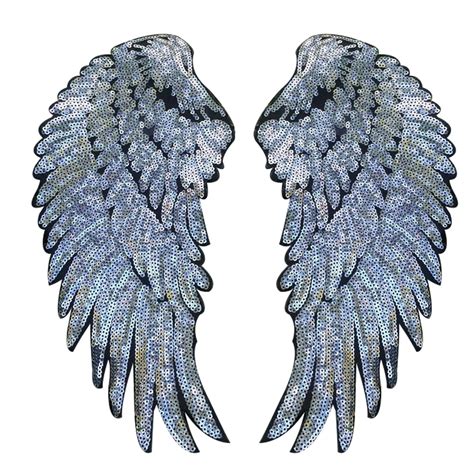 Sdr Pair Fashion Gold Silver Wings Sequins Patches For Clothing Iron