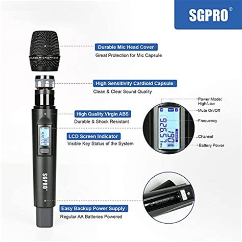 Wireless Microphone SGPRO Cordless Professional Handheld Mic Dual Set