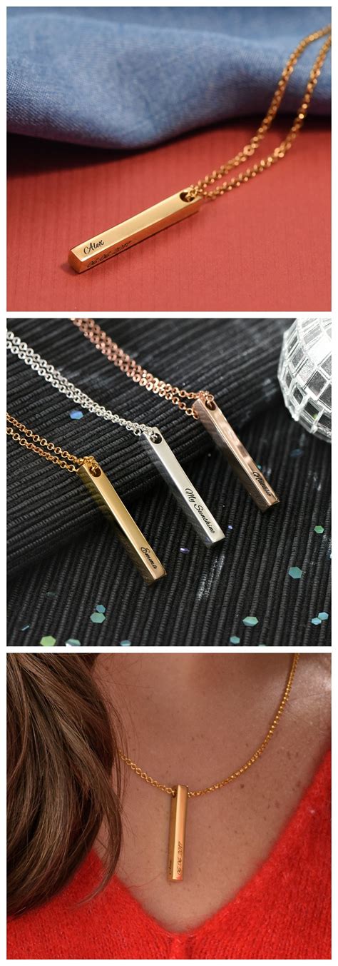 Pillar Bar Necklace Gold Plated Bar Necklace Bar Necklace Personalized Gold Bar Necklace