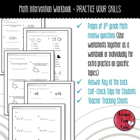 Math Intervention Workbook 8th Grade Book One Teaching Resources