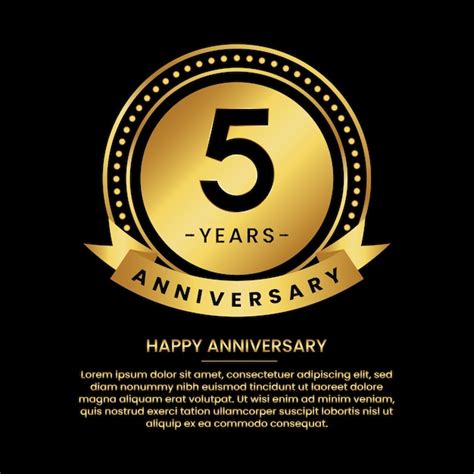 Premium Vector 5 Years Anniversary Banner With Luxurious Golden