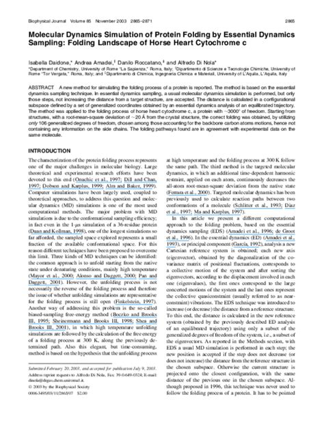 (PDF) Molecular Dynamics Simulation of Protein Folding by Essential Dynamics Sampling: Folding ...