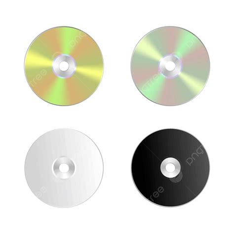 مجموعة واقعية من رموز Cd و Dvd المعزولة مع تصميم قرص مضغوط المتجه