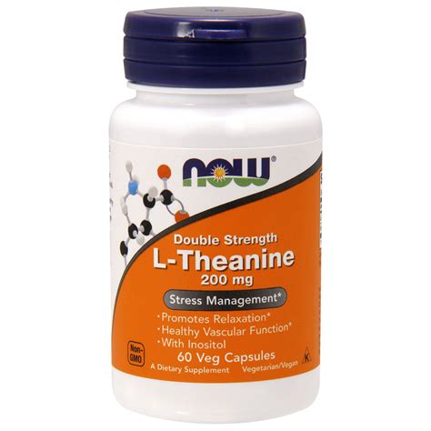 Now Foods L Theanine Double Strength 200 Mg 60 Veg Capsules IHerb