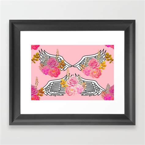 Wings And Roses Blush Pink Framed Art Print By Silverpegasus Society6