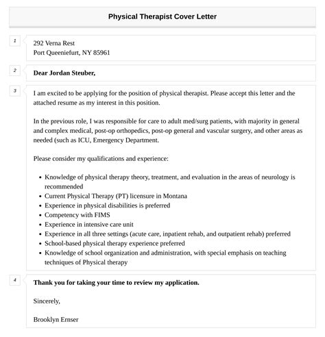 Physical Therapist Cover Letter Velvet Jobs