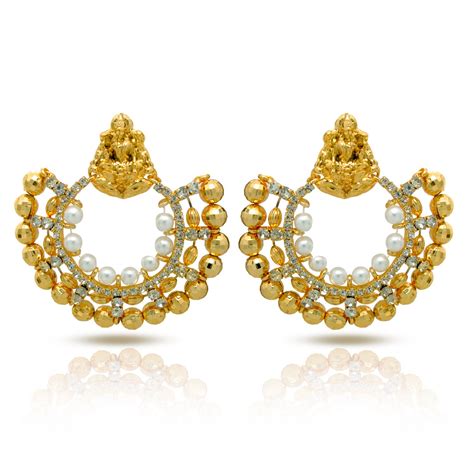 Donna Traditional Ethnic Gold Plated Laxmi Ji Dangler Earrings With