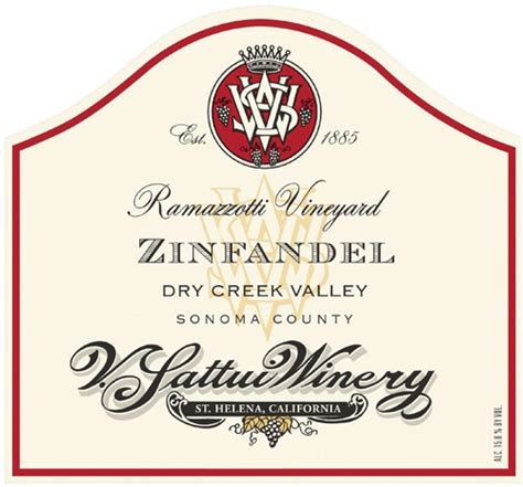 V Sattui Ramazzotti Vineyard Old Vine Zinfandel Dry Creek Valley