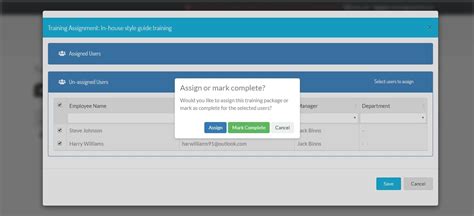 manageradmin setting training coursespackages weekly