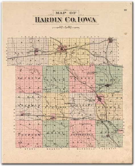 1892 Plat Map of Hardin County, IA Counties