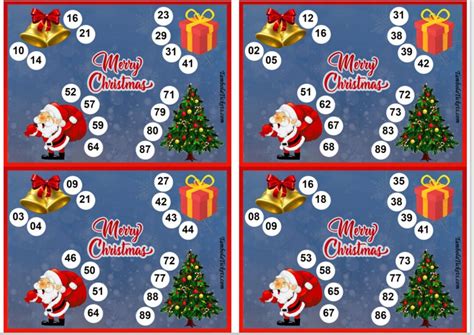 Christmas Theme Tambola Tickets PDF 100 Tickets Tombola Housie Bingo