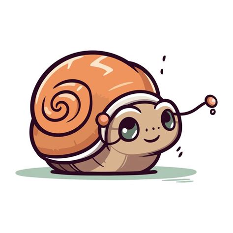 Lindo Caracol De Desenho Animado Ilustra O Vetorial Isolada Em Fundo