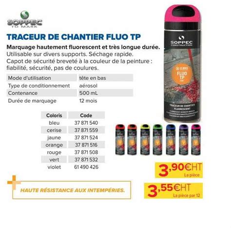 Offre Traceur De Hantier Fluo Tp Soppec To Mark Chez Prolians