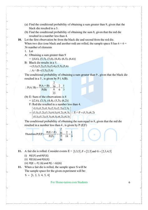 Ncert Solutions For Class Maths Chapter Probability