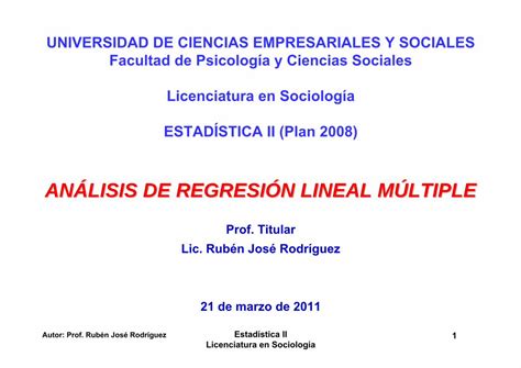 PDF ANÁLISIS DE REGRESIÓN LINEAL MÚLTIPLE Estadística II 2