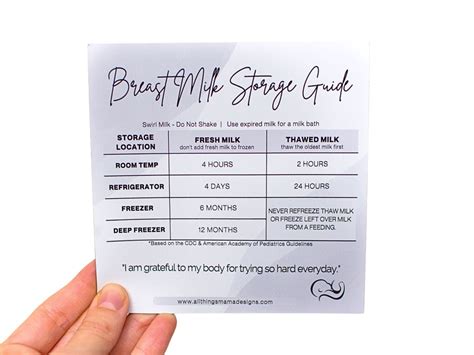 Breast Milk Storage Guide Magnet Or Digital Breastmilk Flattened