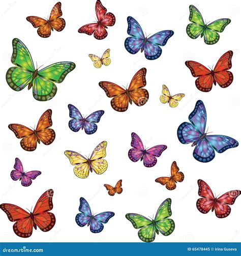 Sistema De Mariposas Aisladas Realistas Coloridas Ilustración del