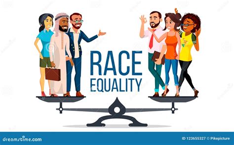 Race Equality Vector. Standing On Scales. Equal Opportunity. No Racism ...