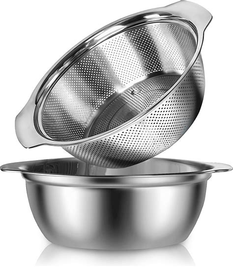 304 Stainless Steel Colander With Handle Micro Perforated Strainer