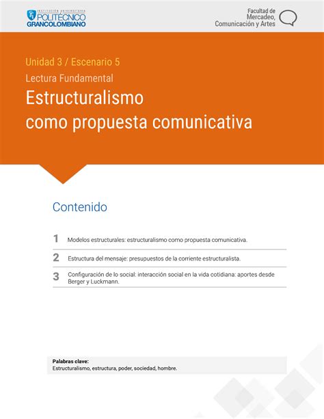 Lectura Fundamental No 5 Estructuralismo Como Propuesta Comunicativa