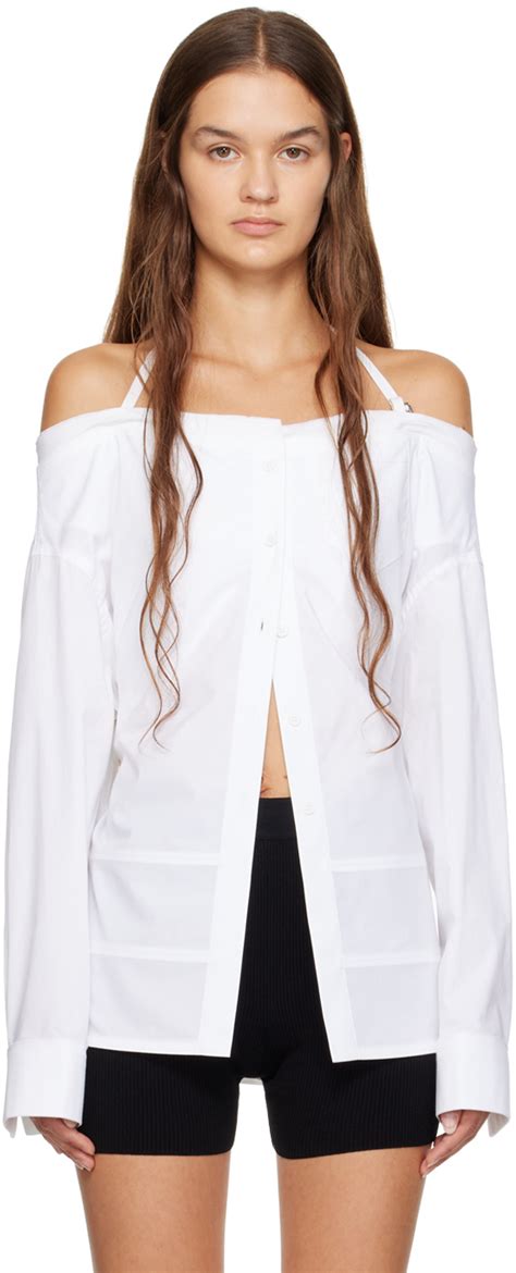 White Le Chouchou La Chemise Peplo Shirt By JACQUEMUS On Sale