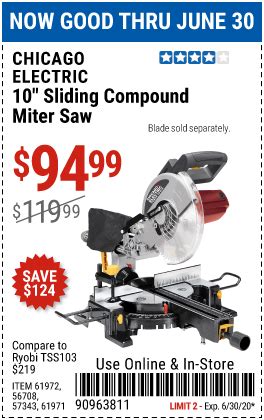 Harbor Freight 10 Inch Sliding Compound Miter Saw 61972