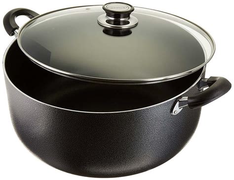 Quart Non Stick Aluminum Sauce Pan Stock Pot With Glass Lid Black