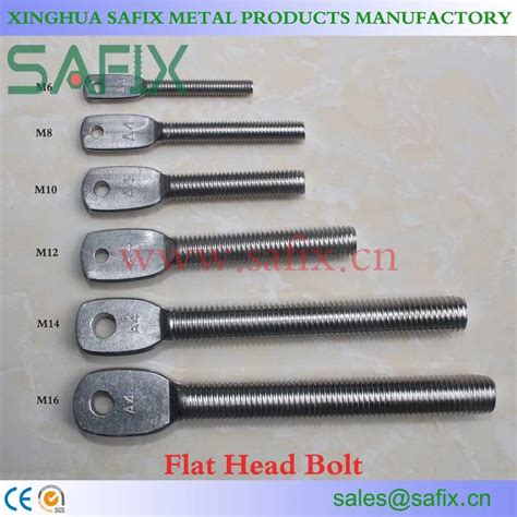 SS304 SS316 Stainless Steel Flat Head Bolt Extension Arm Spade Bolt