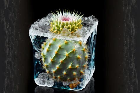 Premium Photo Beautiful Plants Frozen Cactus In Ice Cube Isolated On