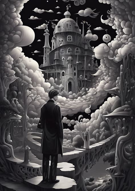 A black and white surreal illustration masterpiece reminisce... by Stef Gransagne (Stef Prod ...