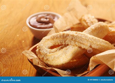 Close Up Mouth Watering Churros On Tray Stock Photo Image Of Ridged