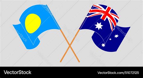 Crossed And Waving Flags Of Palau Australia Vector Image