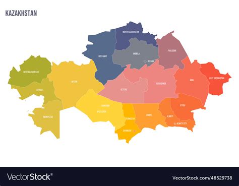 Kazakhstan Political Map Of Administrative Vector Image