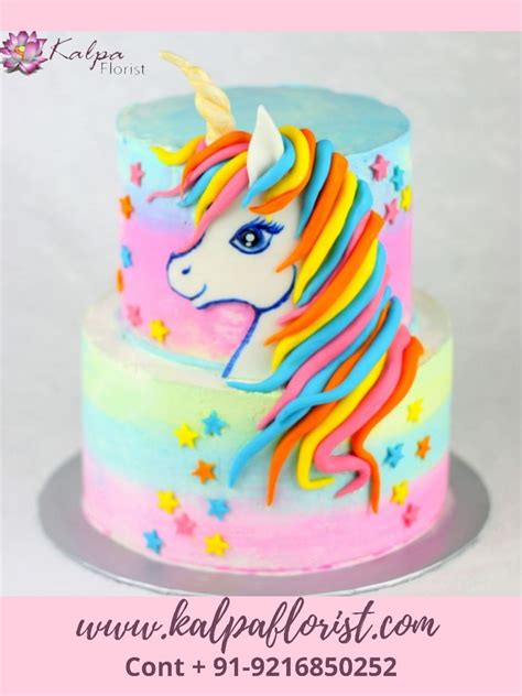 Two Tier Truffle Unicorn Cake Send Cakes To India From Canada Kalpa Florist