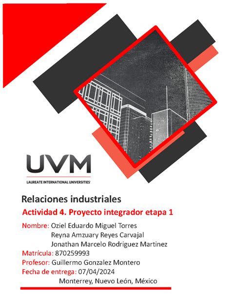 A 4 EQ12 Actividad Relaciones Industriales Actividad 4 Proyecto