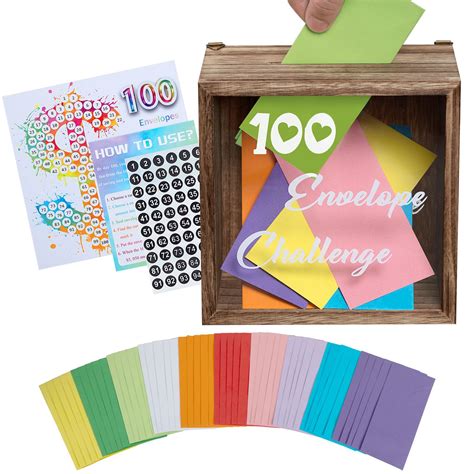 100 Envelopes Money Saving Challenge Wooden Box 100 Day 100 Envelope