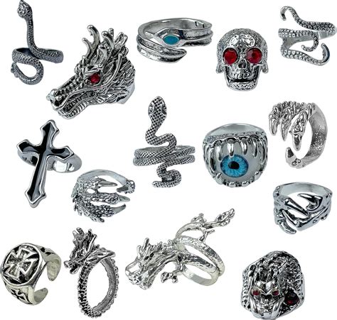 Amazon Gothic Ring 15Pcs Vintage Punk Rings For Men Women Snake