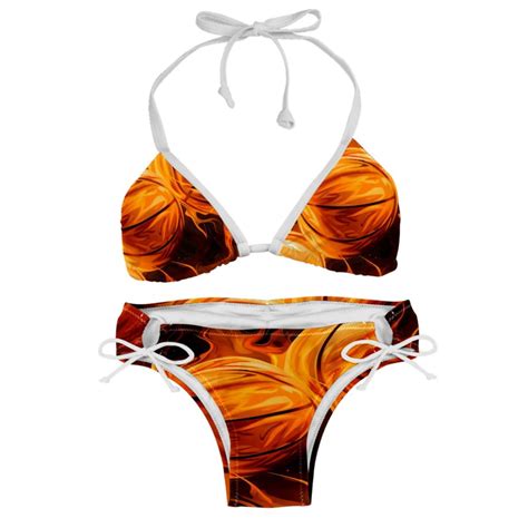 Basketball Detachable Sponge Adjustable Strap Bikini Set Two Pack Swim