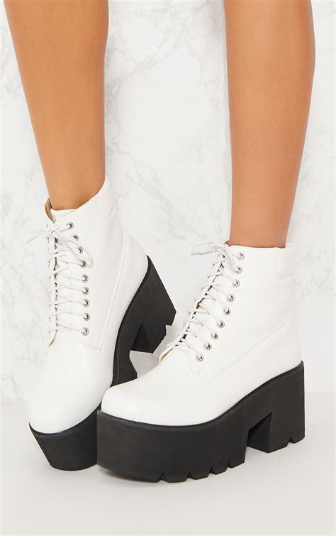 White Chunky Boot Shoes Prettylittlething