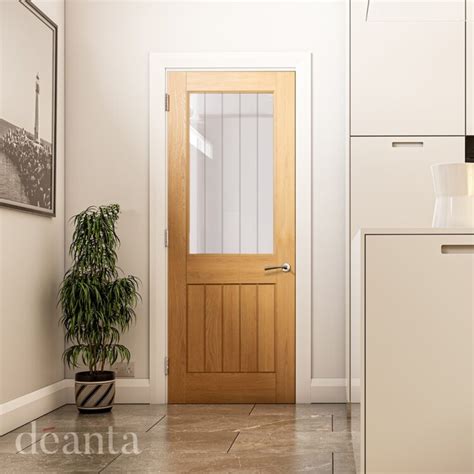 Deanta Ely Prefinished Oak Glazed 1L Half FSC Door