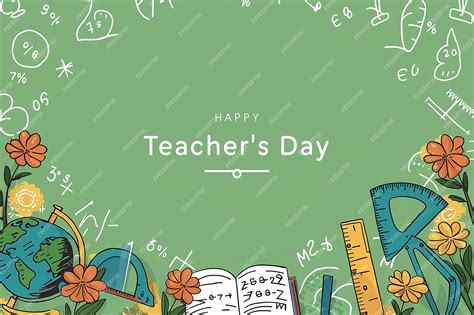 Premium Vector | A green background with a greeting card for teachers day