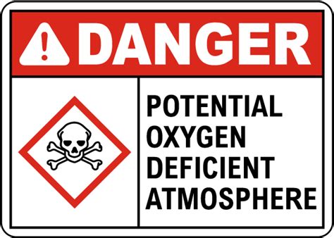 Danger Potential Oxygen Deficient Atmosphere Sign - Save 10%