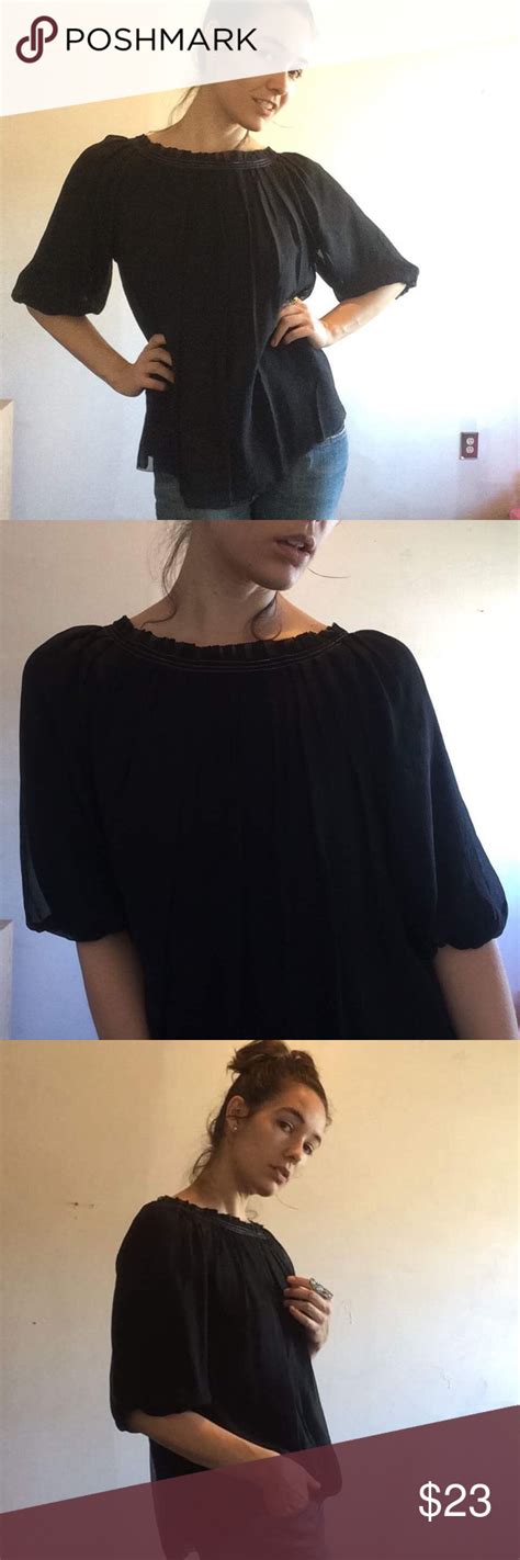 Banana Republic Pleated Black Blouse Xs Clothes Design Fashion