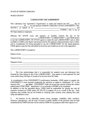 Fillable Online Ncsu Lab Use Agreement North Carolina State