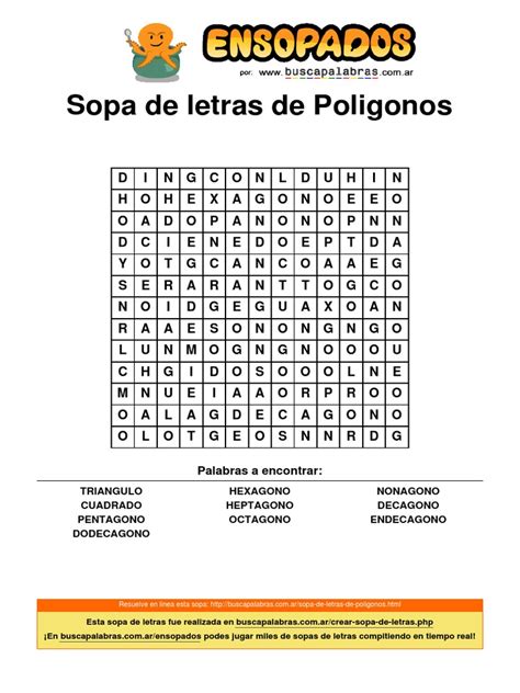 Sopa De Letras De Poligonos Regulares Encuentra Los Nombres De 13 Figuras Geométricas Pdf