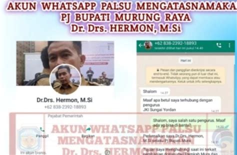 Beredar Akun Whatsapp Palsu Nama Pj Bupati Mura Dicatut Forum Hukum