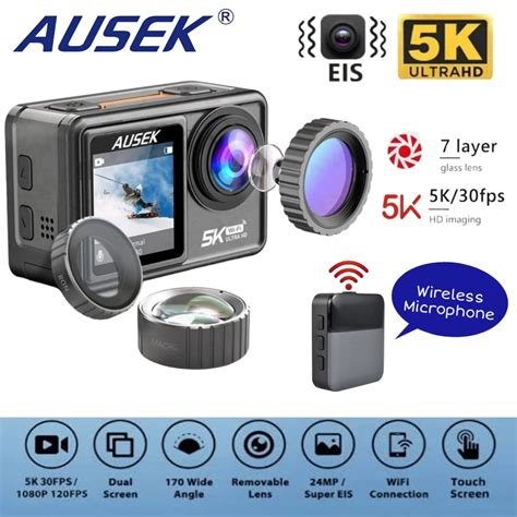 Wireless Microphone Supported Ausek At S81tr Waterproof 5k Dual Display